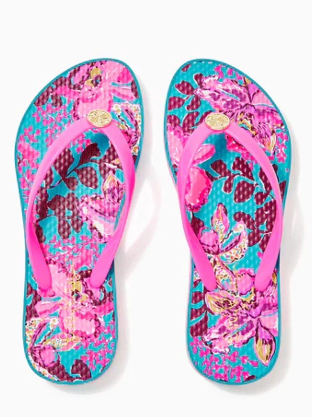 NWT Lilly Pulitzer blue rhapsody orchid flip flop - Picture 1 of 6